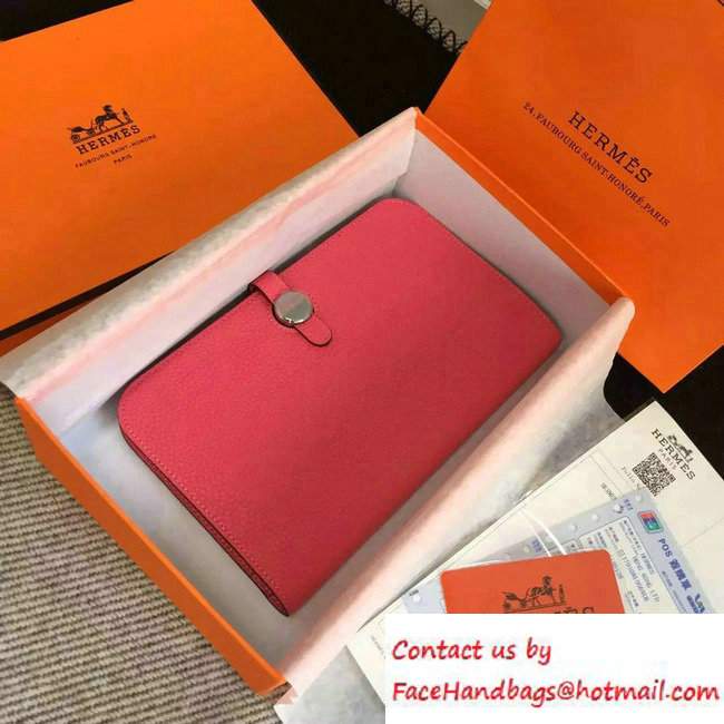 Hermes Original Leather Compact Passport Holder Wallet Peach - Click Image to Close
