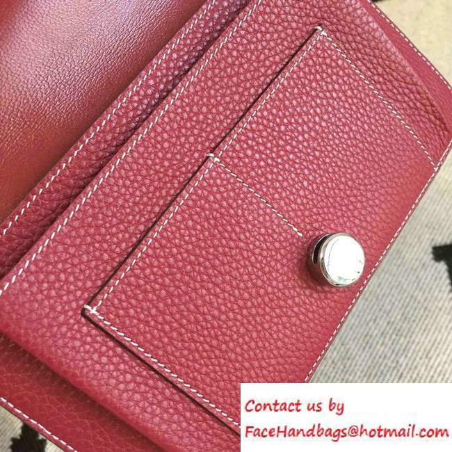 Hermes Original Leather Compact Passport Holder Wallet Red