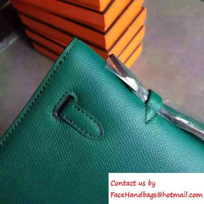 Hermes original epsom leather Kelly cut clutch Malachite - Click Image to Close