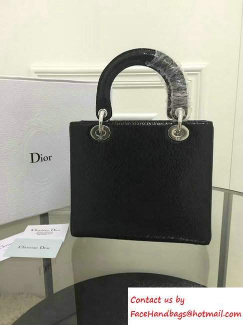 Lady Dior Jewelled Swan Ceramic-Effect Medium Bag Black Fall 2016 - Click Image to Close