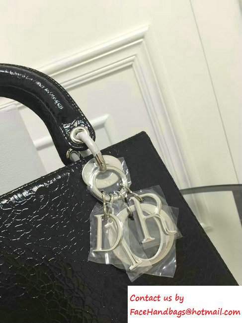 Lady Dior Jewelled Swan Ceramic-Effect Medium Bag Black Fall 2016 - Click Image to Close