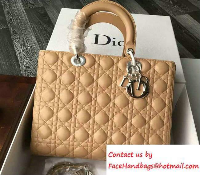 Lady Dior Large Bag in Lambskin Leather Apricot