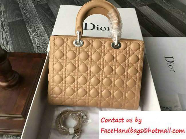 Lady Dior Large Bag in Lambskin Leather Apricot - Click Image to Close