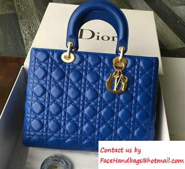 Lady Dior Large Bag in Lambskin Leather Blue