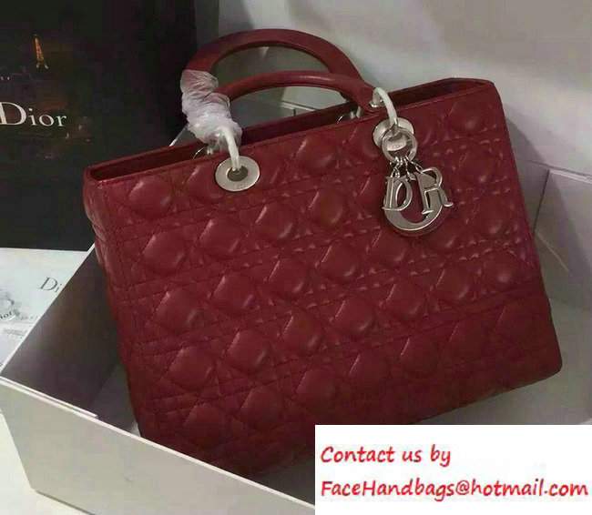 Lady Dior Large Bag in Lambskin Leather Burgundy - Click Image to Close
