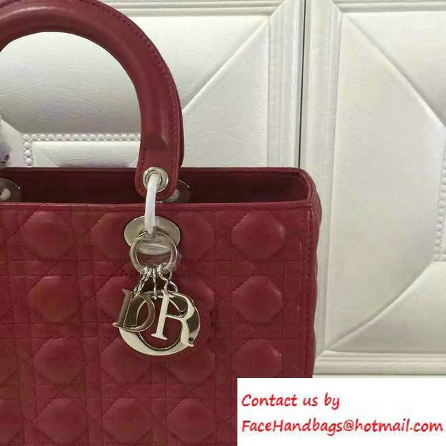 Lady Dior Large Bag in Lambskin Leather Burgundy