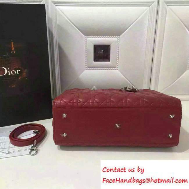 Lady Dior Large Bag in Lambskin Leather Burgundy