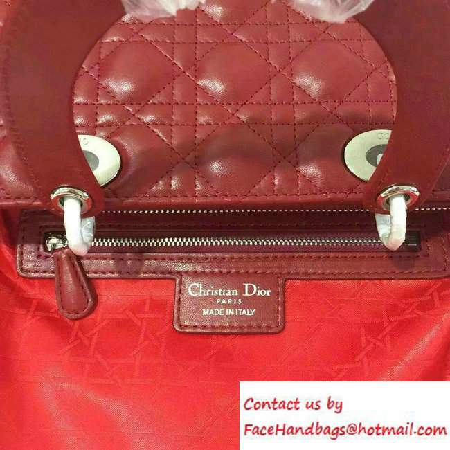 Lady Dior Large Bag in Lambskin Leather Burgundy