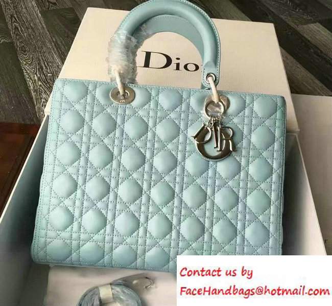 Lady Dior Large Bag in Lambskin Leather Cyan Lady Dior Large Bag in Lambskin Leather Cyan