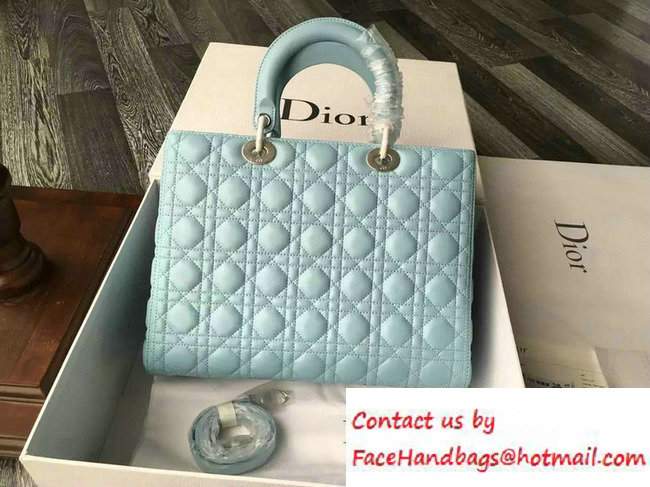Lady Dior Large Bag in Lambskin Leather Cyan - Click Image to Close