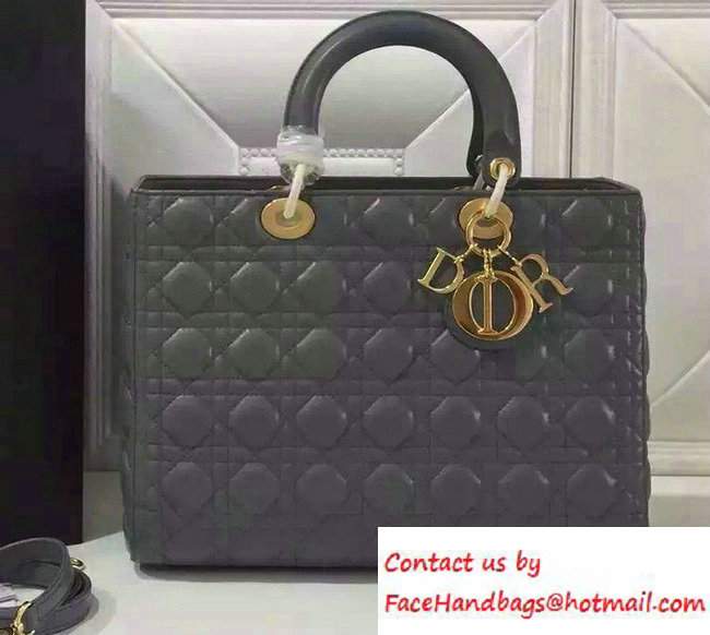 Lady Dior Large Bag in Lambskin Leather Dark Gray Lady Dior Large Bag in Lambskin Leather Dark Gray