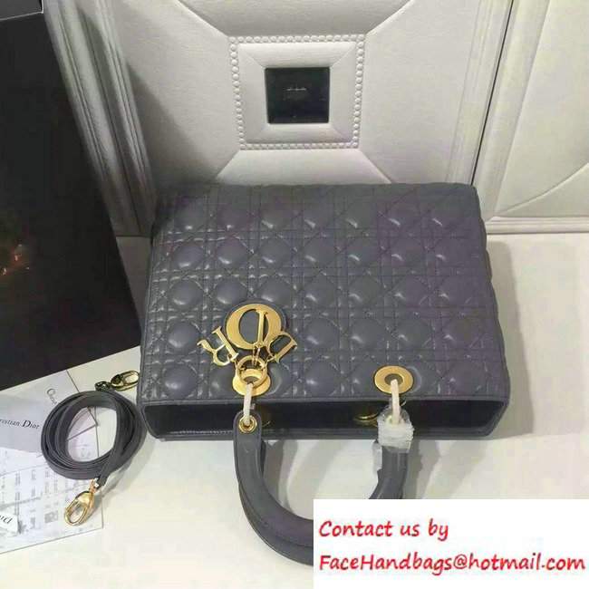 Lady Dior Large Bag in Lambskin Leather Dark Gray - Click Image to Close