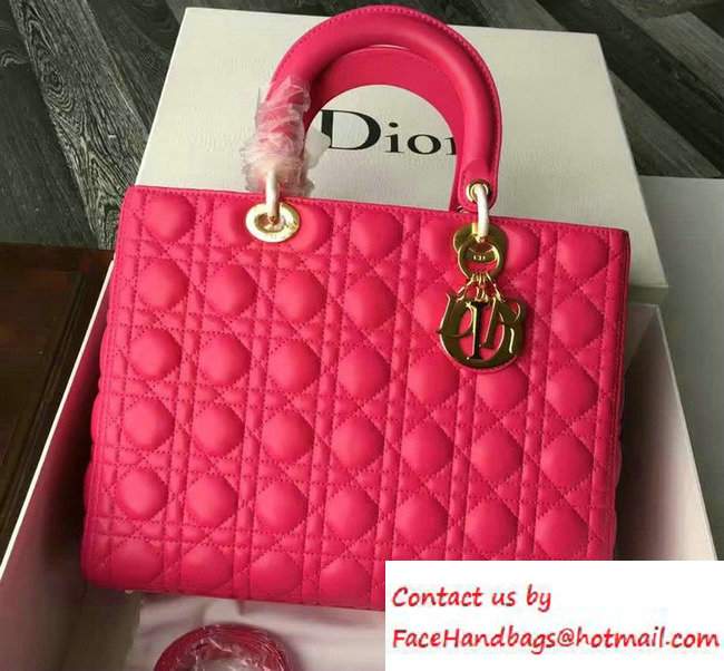 Lady Dior Large Bag in Lambskin Leather Fushia Lady Dior Large Bag in Lambskin Leather Fushia