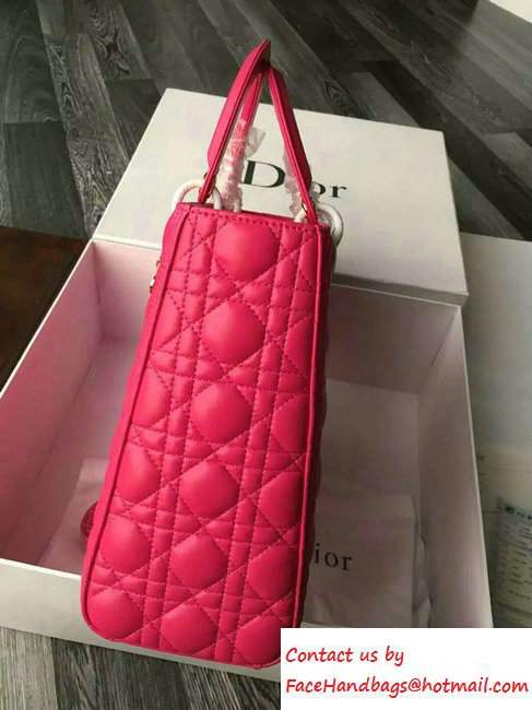 Lady Dior Large Bag in Lambskin Leather Fushia - Click Image to Close