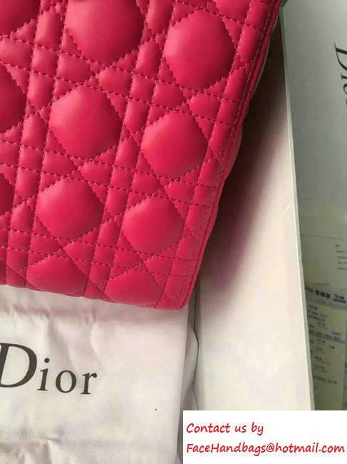 Lady Dior Large Bag in Lambskin Leather Fushia - Click Image to Close