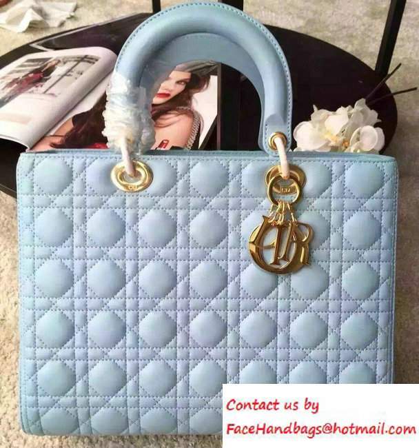 Lady Dior Large Bag in Lambskin Leather Light Blue/Gold Lady Dior Large Bag in Lambskin Leather Light Blue/Gold