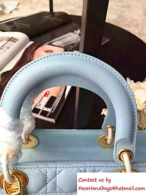 Lady Dior Large Bag in Lambskin Leather Light Blue/Gold