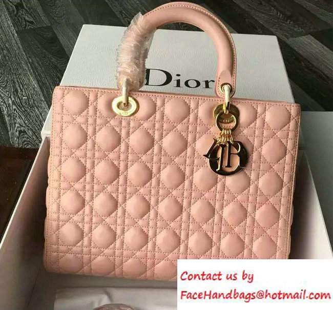 Lady Dior Large Bag in Lambskin Leather Nude Pink