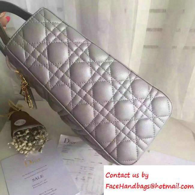 Lady Dior Large Bag in Lambskin Leather Pearl Gray/Gold