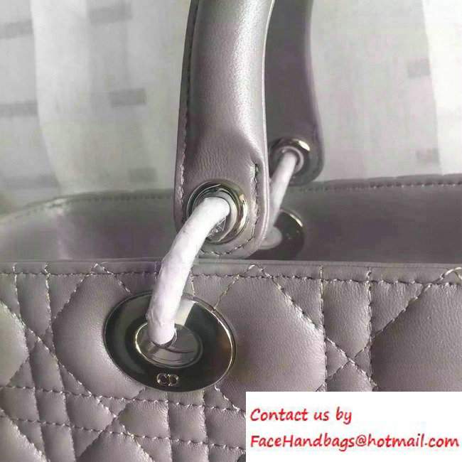 Lady Dior Large Bag in Lambskin Leather Pearl Gray/Silver - Click Image to Close