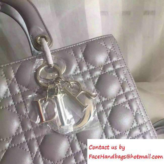 Lady Dior Large Bag in Lambskin Leather Pearl Gray/Silver