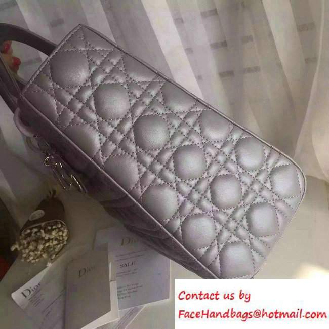 Lady Dior Large Bag in Lambskin Leather Pearl Gray/Silver