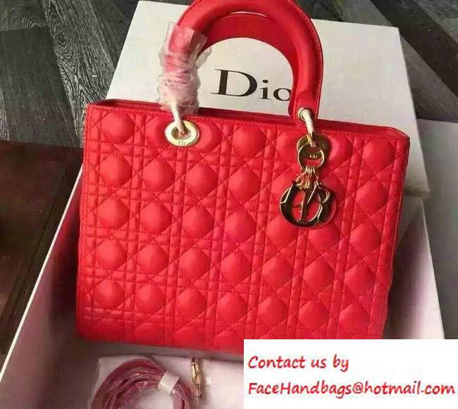 Lady Dior Large Bag in Lambskin Leather Red - Click Image to Close