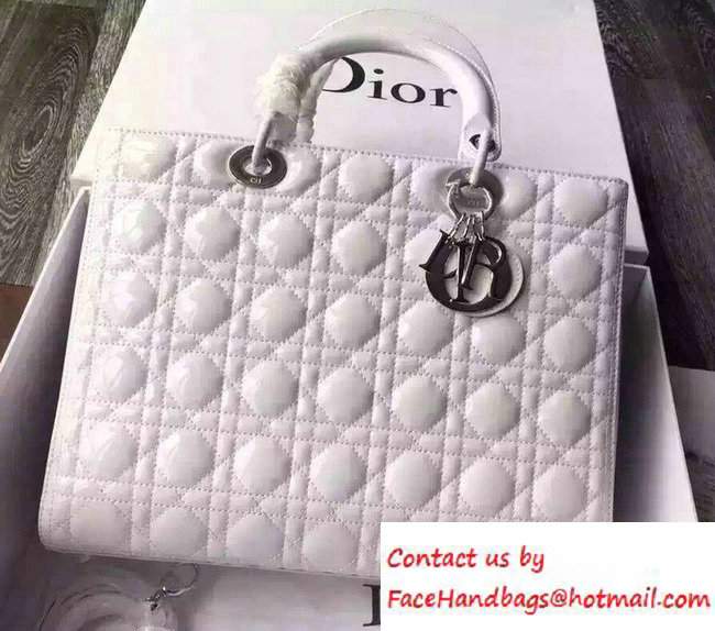Lady Dior Large Bag in Lambskin Leather White Lady Dior Large Bag in Lambskin Leather White