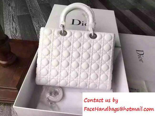 Lady Dior Large Bag in Lambskin Leather White - Click Image to Close