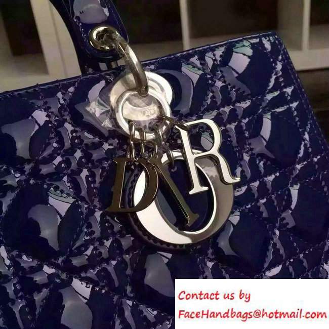 Lady Dior Large Bag in Patent Leather Blue
