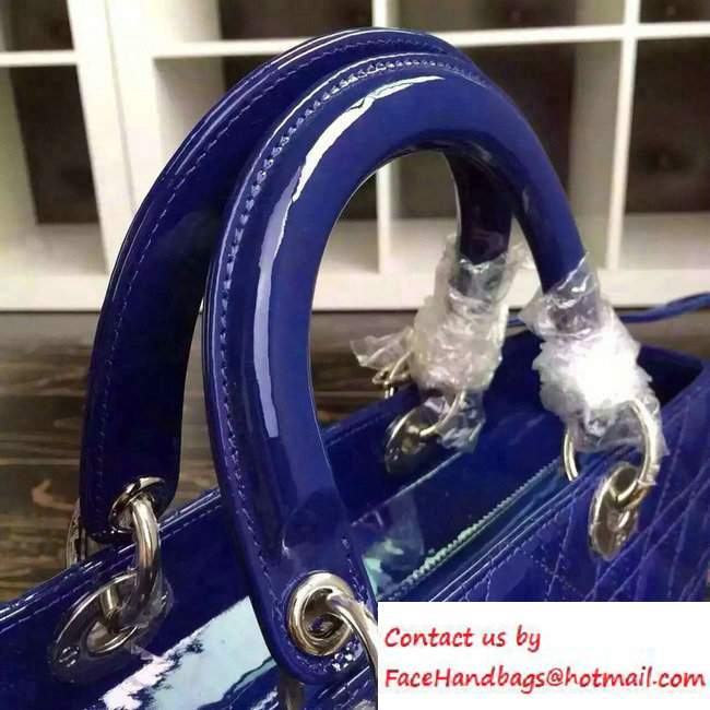 Lady Dior Large Bag in Patent Leather Blue - Click Image to Close