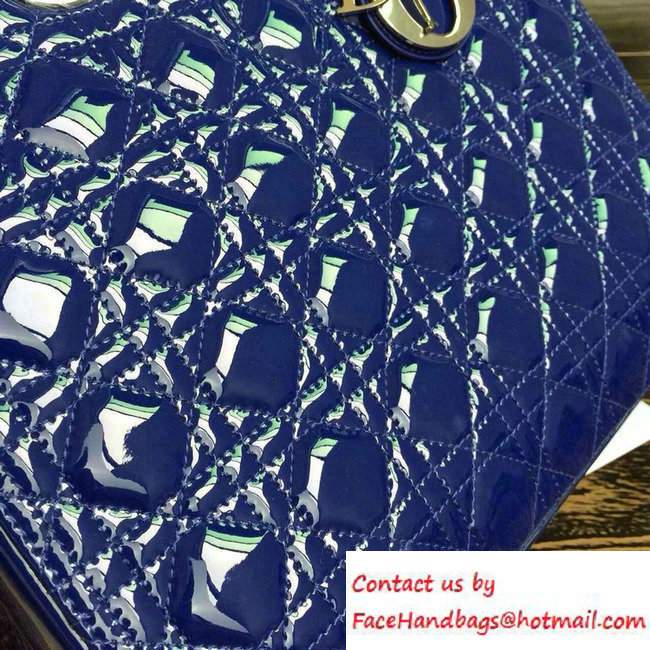 Lady Dior Large Bag in Patent Leather Blue - Click Image to Close