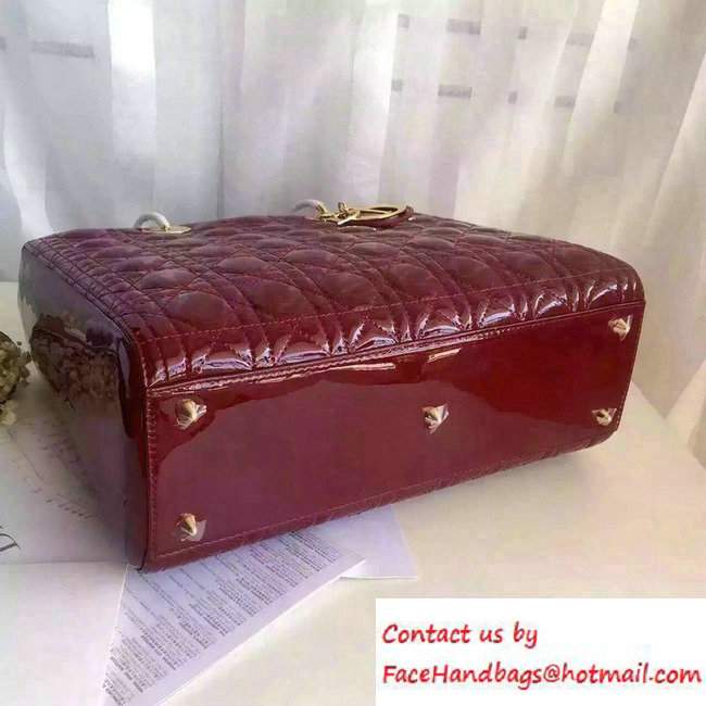 Lady Dior Large Bag in Patent Leather Burgundy/Gold - Click Image to Close