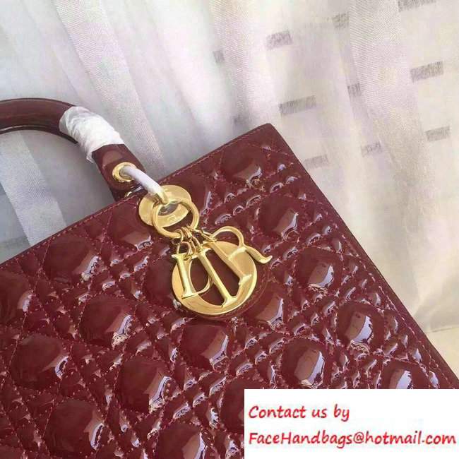Lady Dior Large Bag in Patent Leather Burgundy/Gold