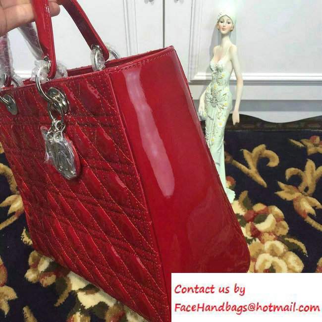 Lady Dior Large Bag in Patent Leather Dark Red