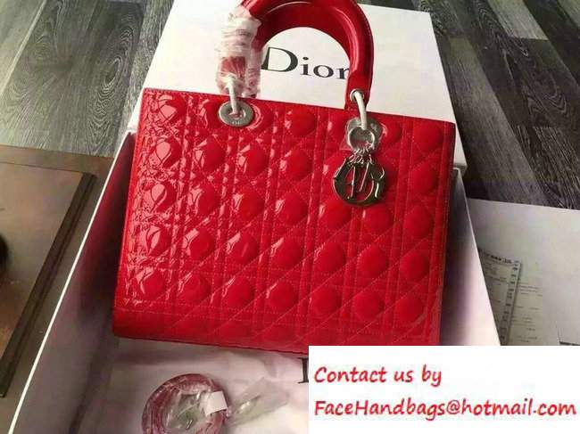 Lady Dior Large Bag in Patent Leather Red