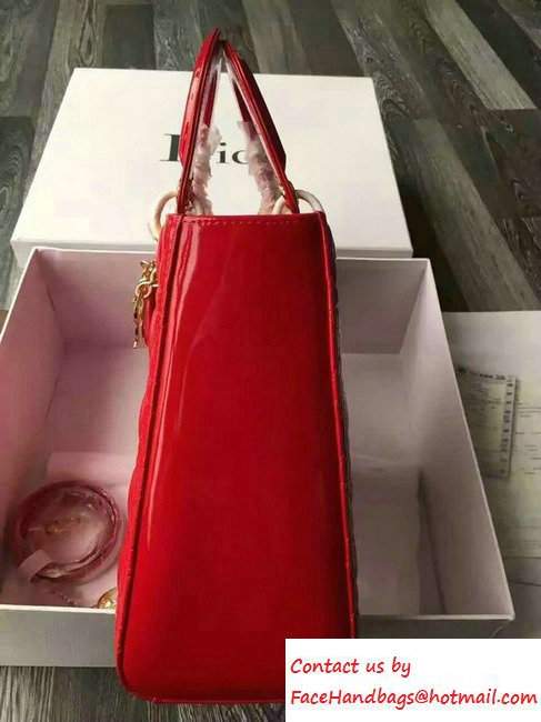 Lady Dior Large Bag in Patent Leather Red