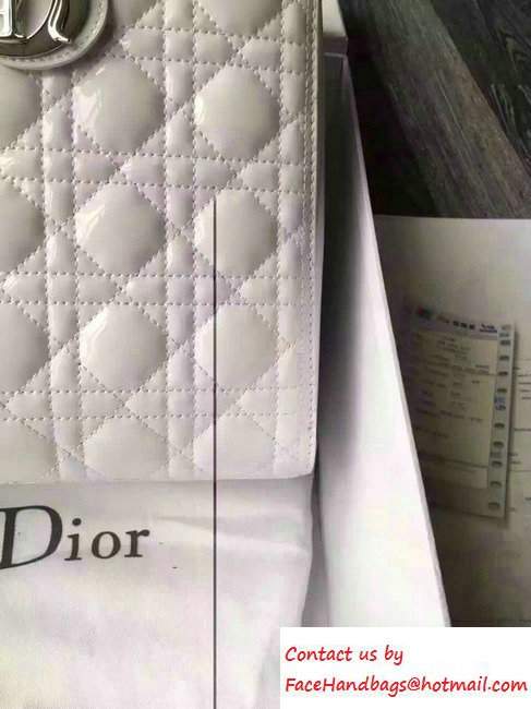 Lady Dior Large Bag in Patent Leather White