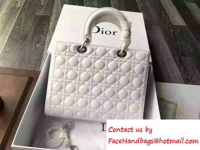 Lady Dior Large Bag in Patent Leather White