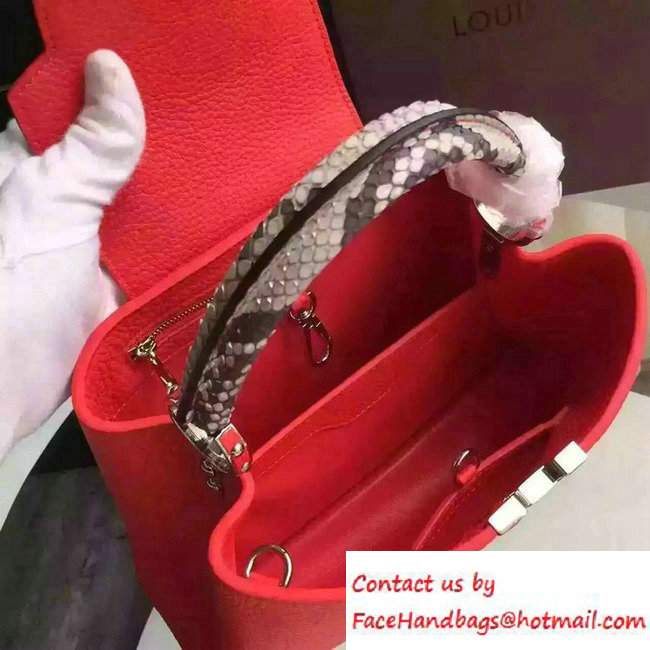 Louis Vuitton Capucines BB Bag N92039 Rubis with Python Handle 2016