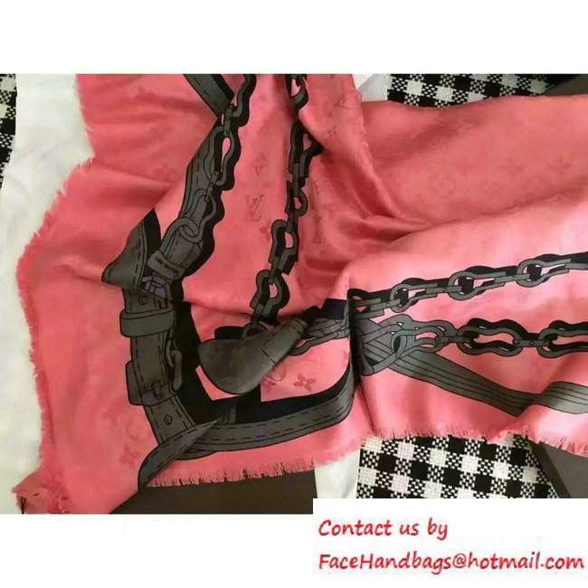 Louis Vuitton Chain Print Scarf Pink 2016 - Click Image to Close