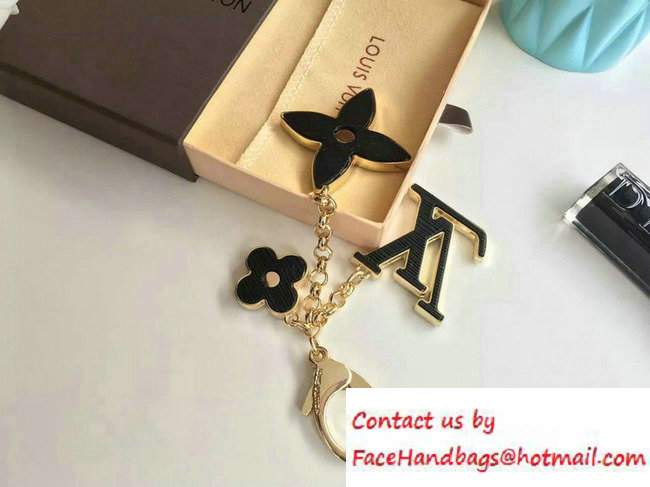 Louis Vuitton Fleur d'Epi Bag Charm Key Ring Black Gold
