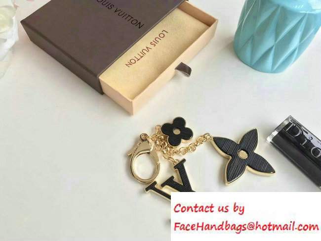 Louis Vuitton Fleur d'Epi Bag Charm Key Ring Black Gold
