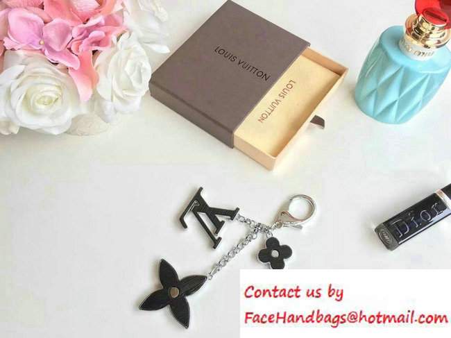Louis Vuitton Fleur d'Epi Bag Charm Key Ring Black Silver