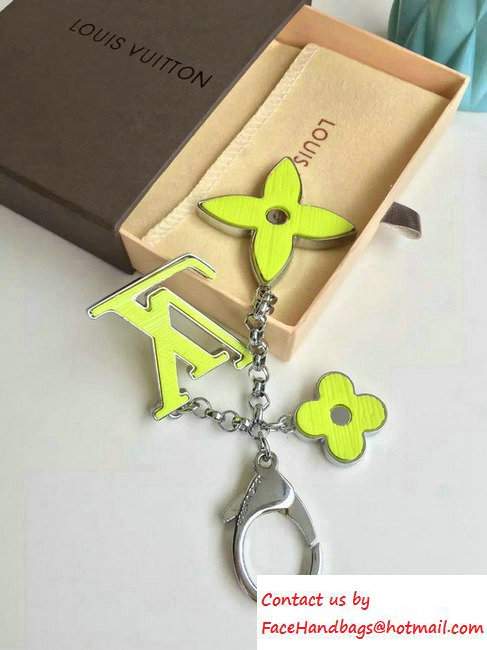 Louis Vuitton Fleur d'Epi Bag Charm Key Ring Lemon Yellow Silver