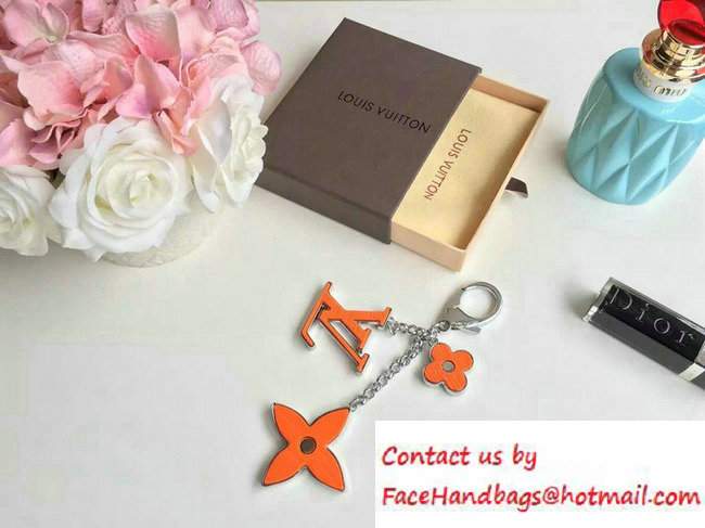 Louis Vuitton Fleur d'Epi Bag Charm Key Ring Orange Silver