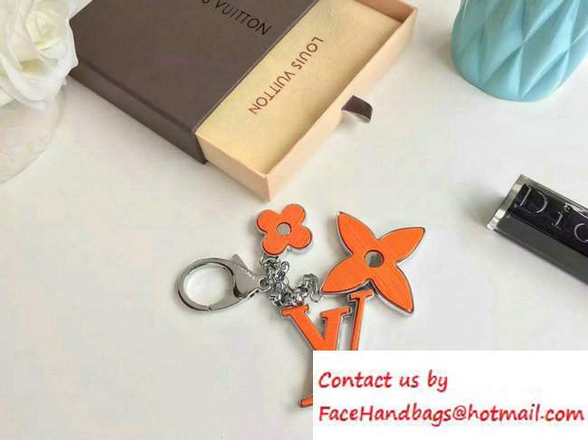 Louis Vuitton Fleur d'Epi Bag Charm Key Ring Orange Silver