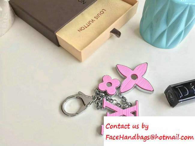 Louis Vuitton Fleur d'Epi Bag Charm Key Ring Pink Silver
