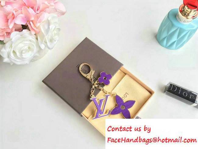 Louis Vuitton Fleur d'Epi Bag Charm Key Ring Purple Gold
