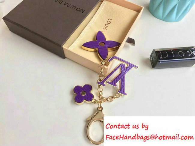 Louis Vuitton Fleur d'Epi Bag Charm Key Ring Purple Gold